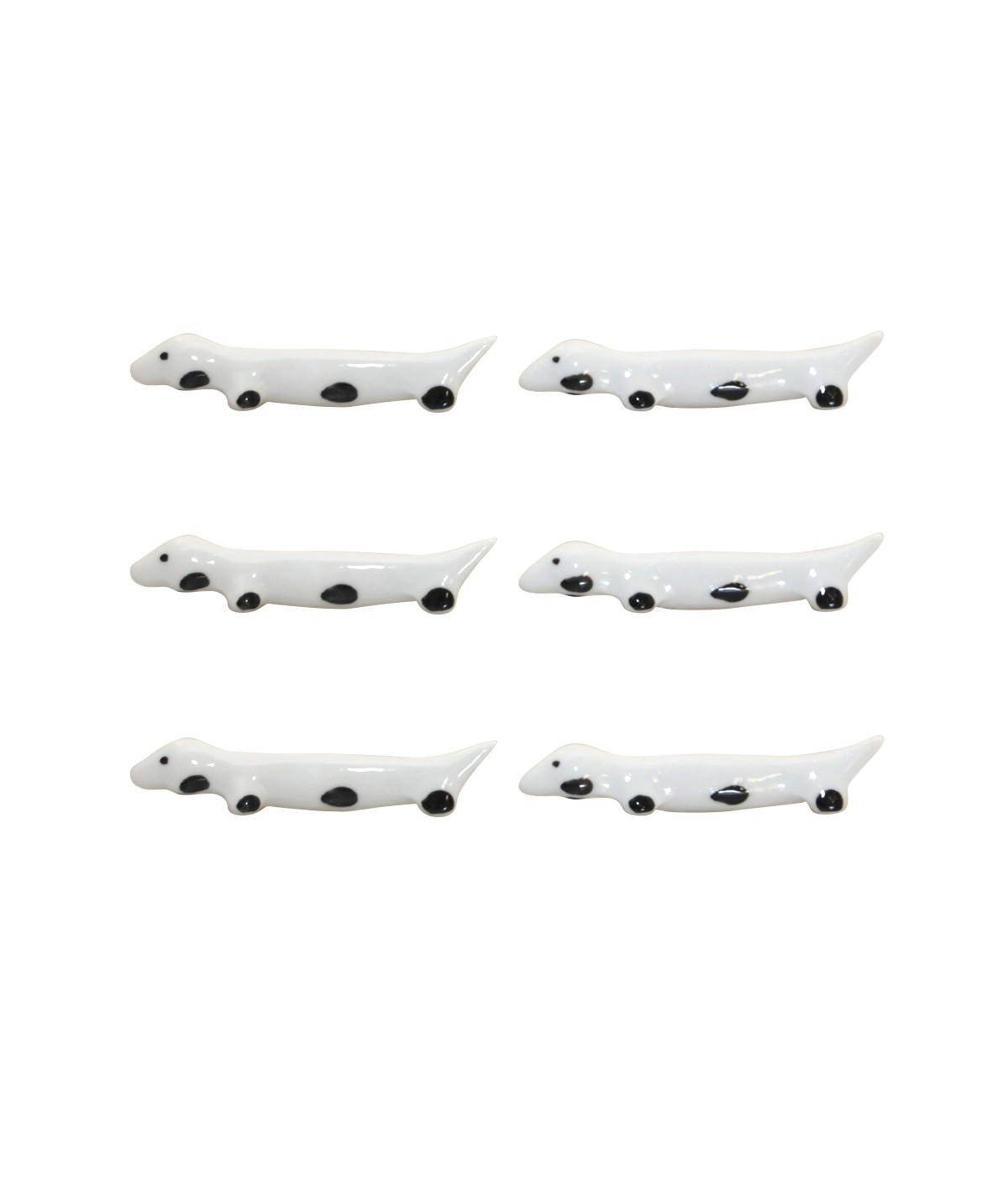 Porcelain white dachshund knife rests - set of 6