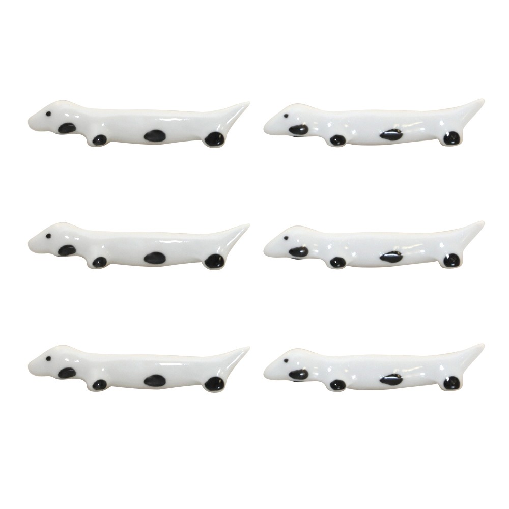 Porcelain white dachshund knife rests - set of 6