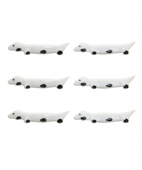 Porcelain white dachshund knife rests - set of 6