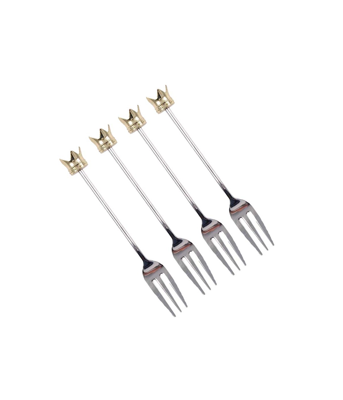 Fourchettes à dessert couronne dorée - lot de 4