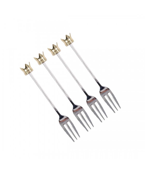 Fourchettes à dessert couronne dorée - lot de 4