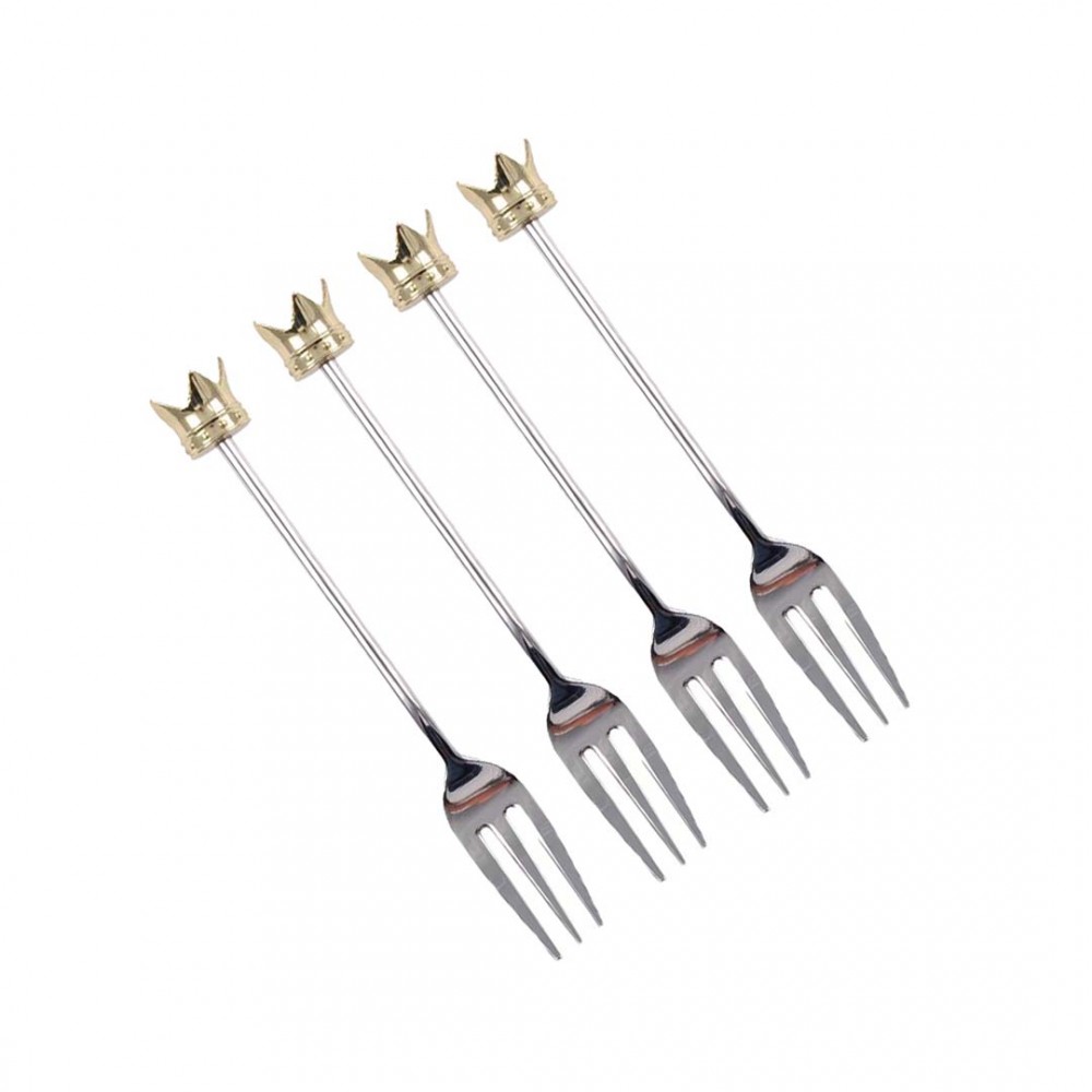 Gold crown dessert forks - set of 4