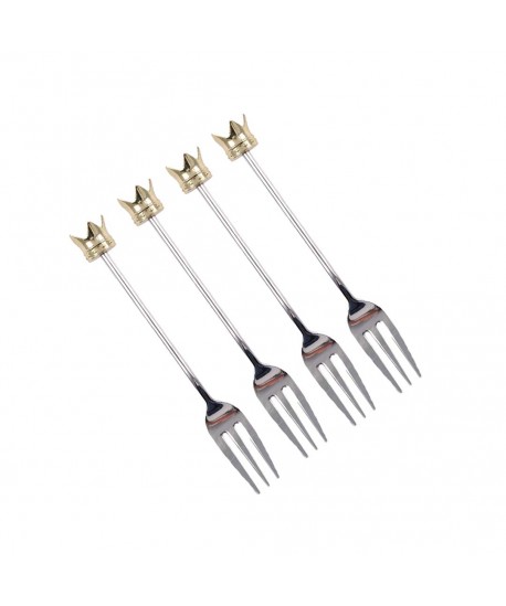 Fourchettes à dessert couronne dorée - lot de 4