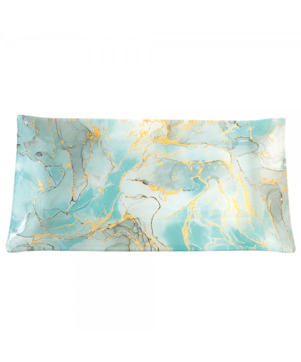 Ocean gold rectangular trays 29.5x15cm - set of 2