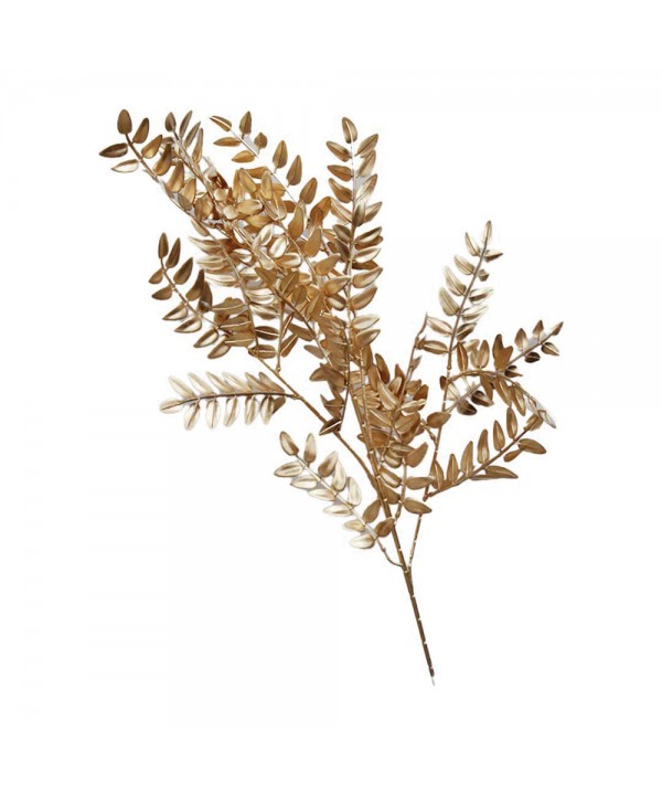 Fleur décorative petites feuilles dorées h90cm
