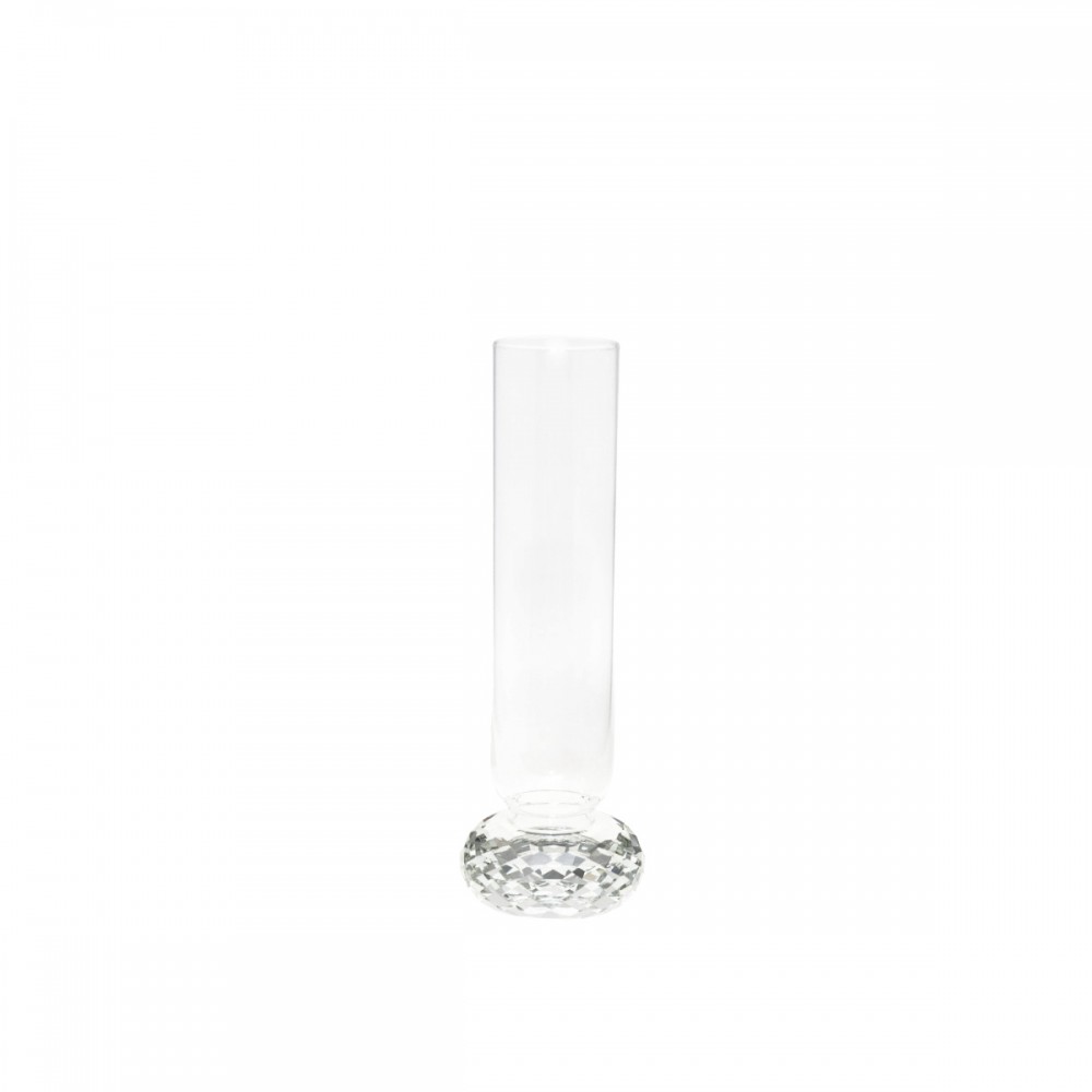 Vase pied diamant en verre 10x10x29.5cm
