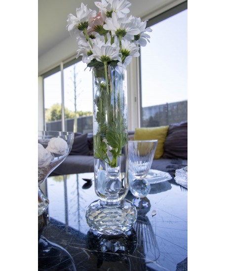 Vase pied diamant en verre 10x10x29.5cm