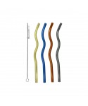 Multicolored glass straws - set of 4