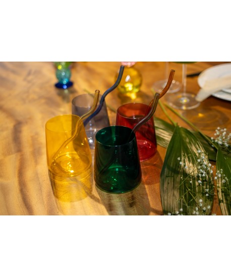 Multicolored glass straws - set of 4