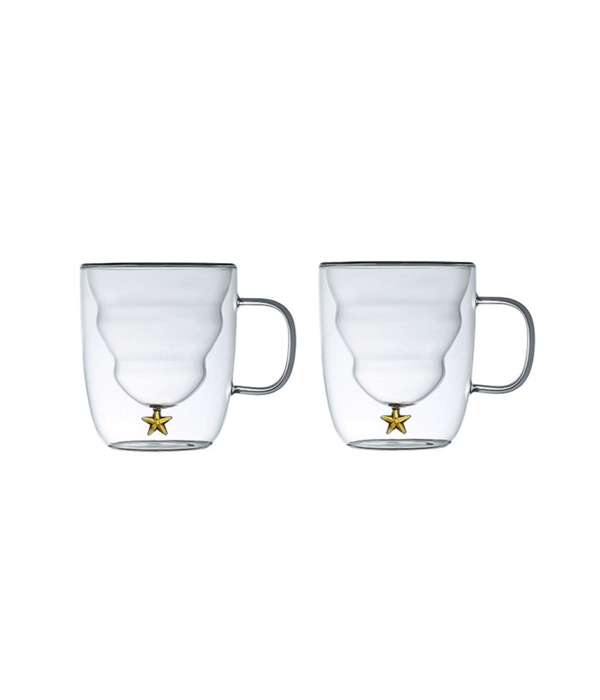 Tasses double paroi étoile dorée 250ml - lot de 2