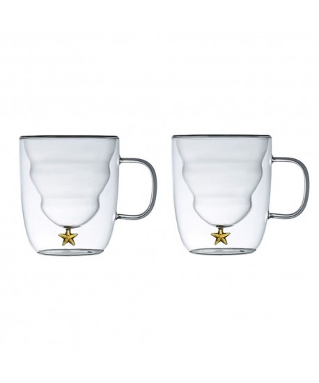 Tasses double paroi étoile dorée 250ml - lot de 2