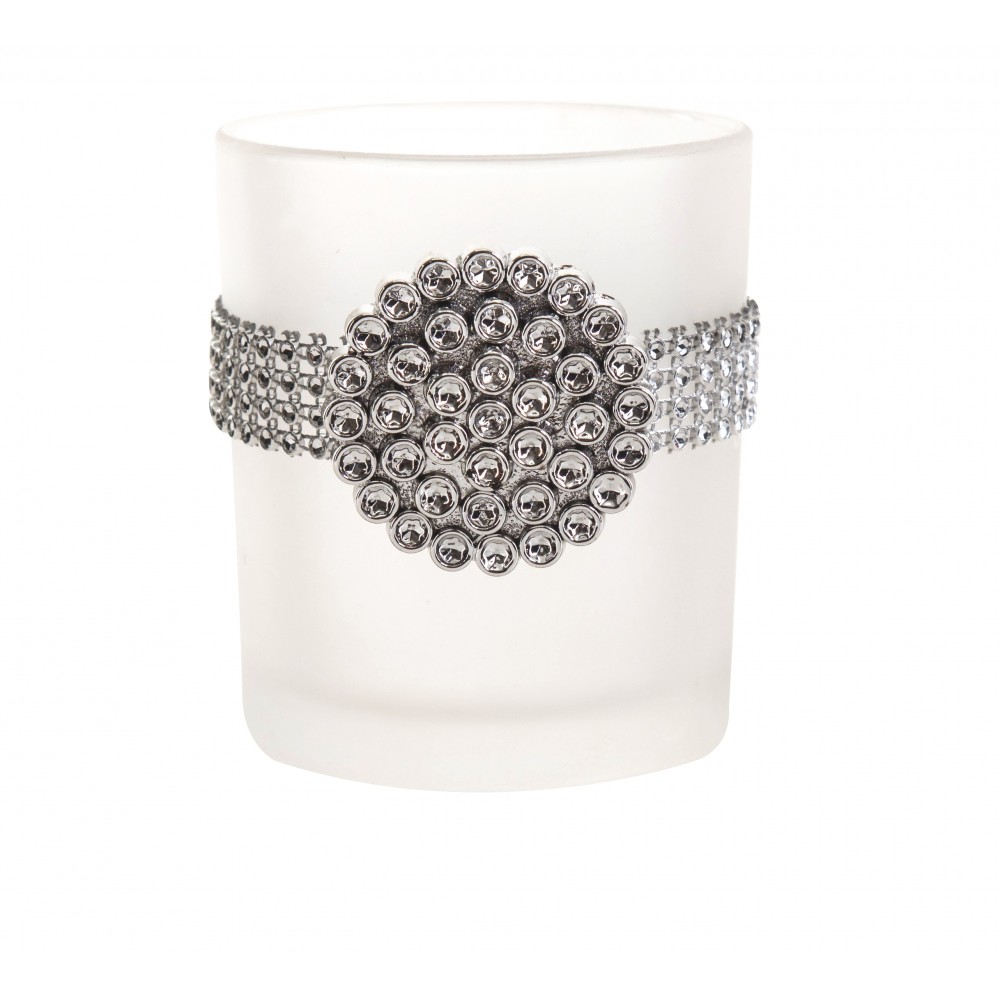 Strass tealight holder 7x8cm