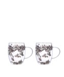 Tasses à thé double paroi fleurs argentées 350ml - lot de 2