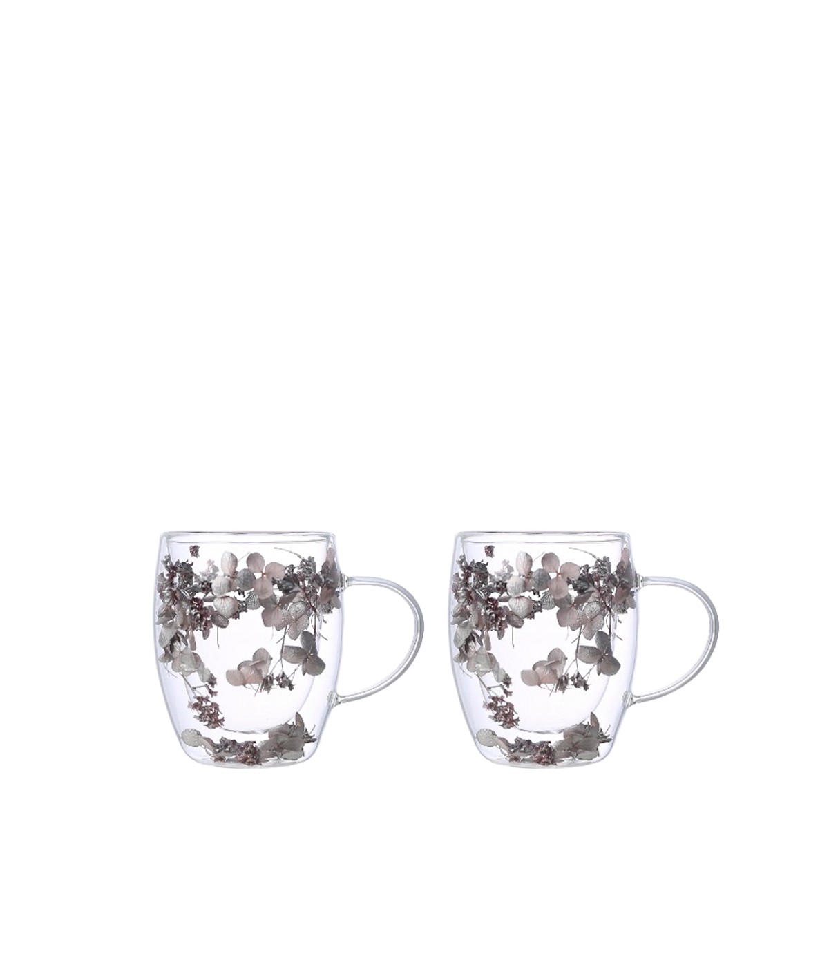 Tasses à thé double paroi fleurs argentées 350ml - lot de 2