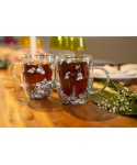 Tasses à thé double paroi fleurs argentées 350ml - lot de 2