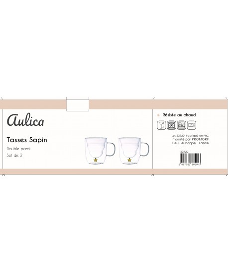 Tasses double paroi étoile dorée 250ml - lot de 2