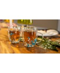 Double-walled teacups blue and white flowers 350ml - set of 2