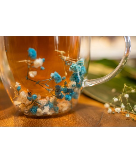 Double-walled teacups blue and white flowers 350ml - set of 2