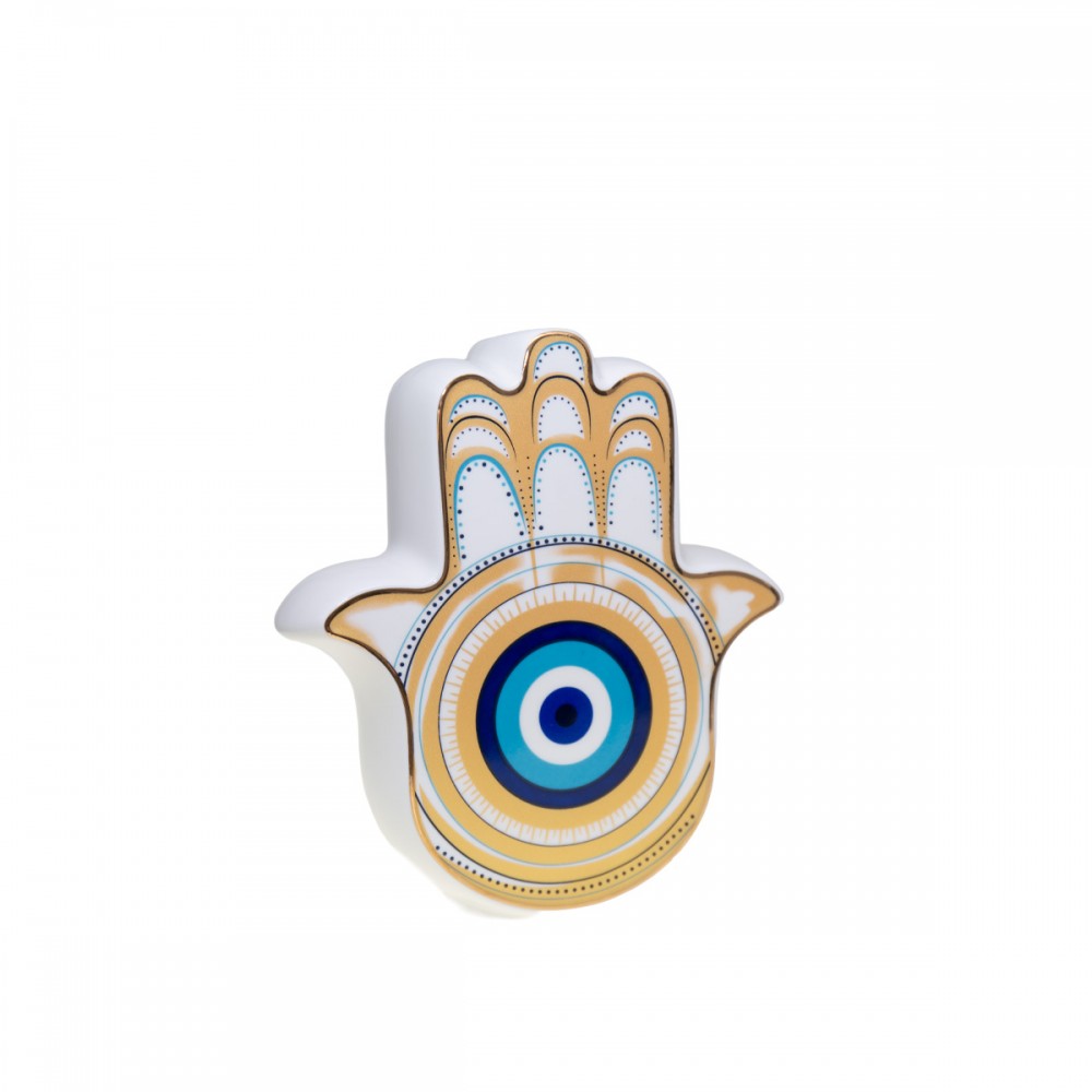 White and gold hand vase 17.5x6.2x20cm