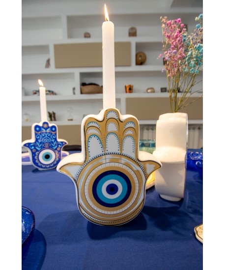 White and gold hand vase 17.5x6.2x20cm