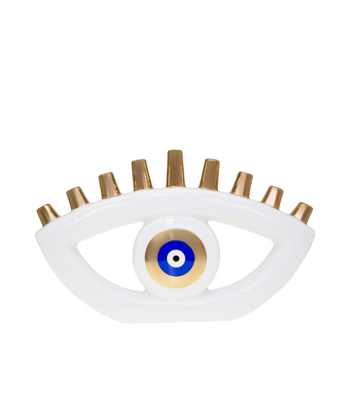 Menorah blanche oeil bleu 30.5x5x19cm