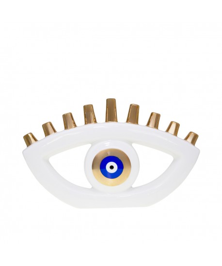 Menorah blanche oeil bleu 30.5x5x19cm