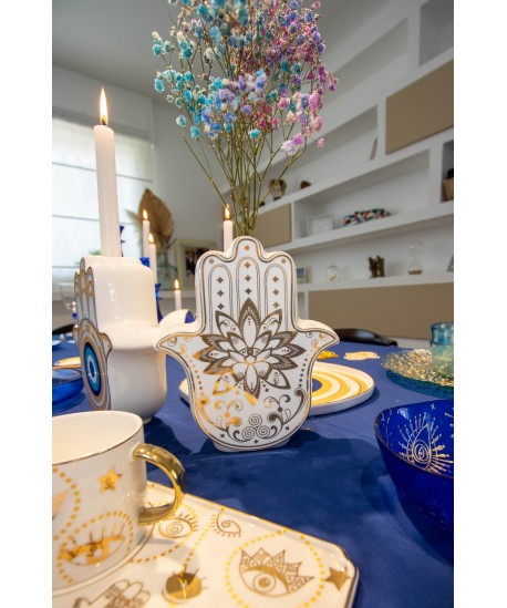 Gilded hand candlestick 17.5x6.2x20cm