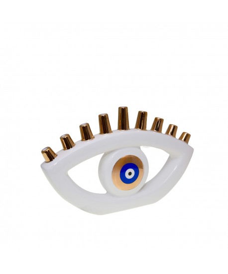 Menorah blanche oeil bleu 30.5x5x19cm