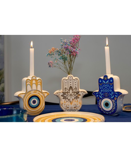 White and gold hand vase 17.5x6.2x20cm