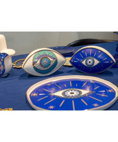 Oeil décoratif bleu foncé 20x12x13.5cm