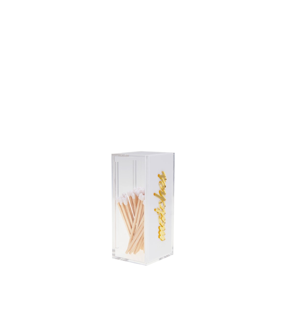 Boîte à allumettes blanche et dorée 5.5x5.5x12cm