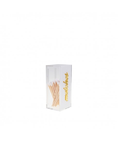 Boîte à allumettes blanche et dorée 5.5x5.5x12cm