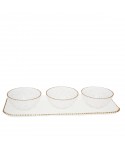 Set apéritif de 3 coupelles sur plateau bord doré