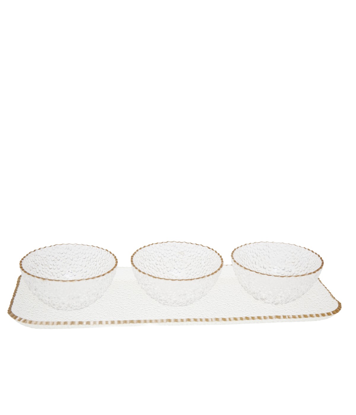 Set apéritif de 3 coupelles sur plateau bord doré