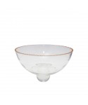 Salad bowl with golden rim in glass 23.5x23.5x15.5cm