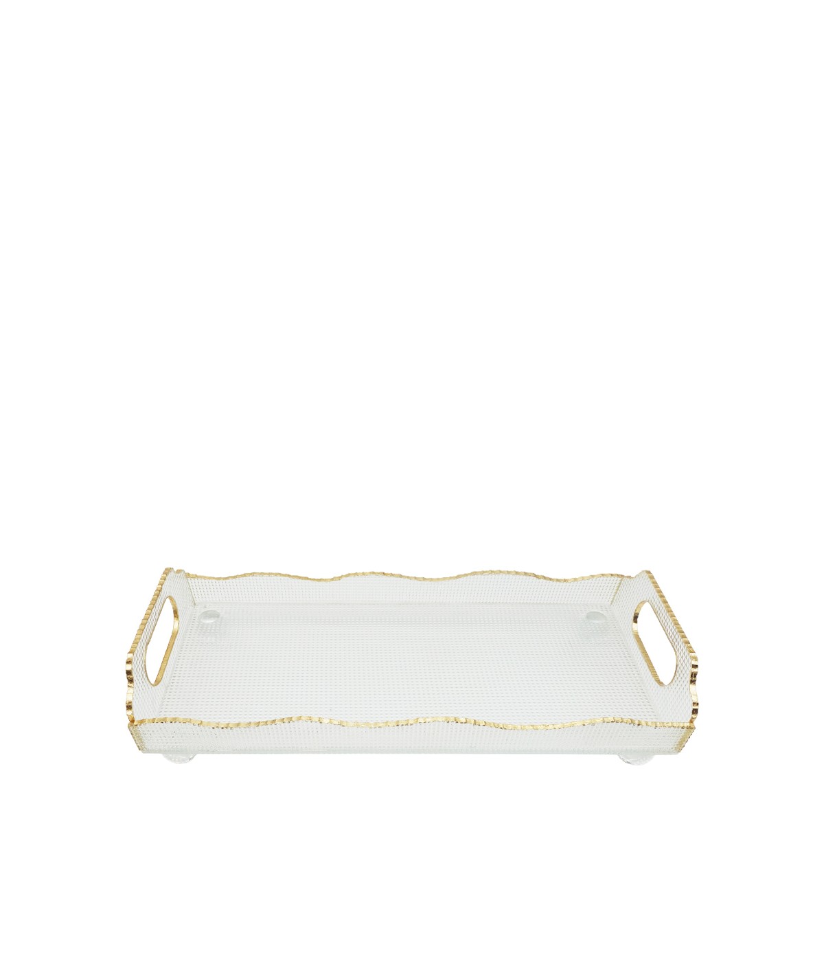 Rectangular glass tray with gold rim 38x17.5x9.5cm