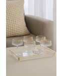 Rectangular glass tray with gold rim 38x17.5x9.5cm