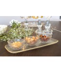 Set apéritif de 3 coupelles sur plateau bord doré