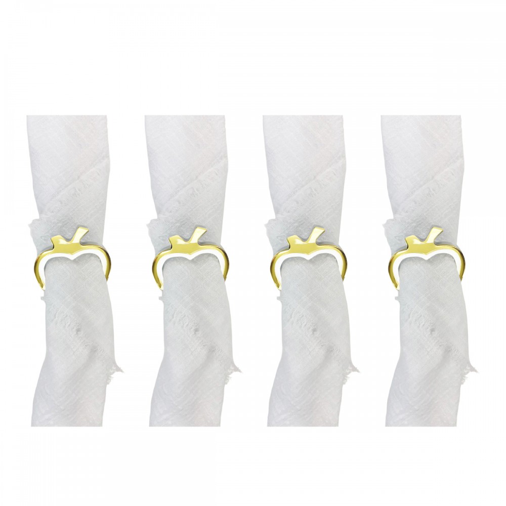 Lot de 4 ronds de serviettes pommes dorées