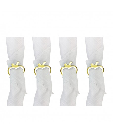 Lot de 4 ronds de serviettes pommes dorées