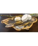 Cloud tray with gold rim in glass 29.5x20.5x4cm