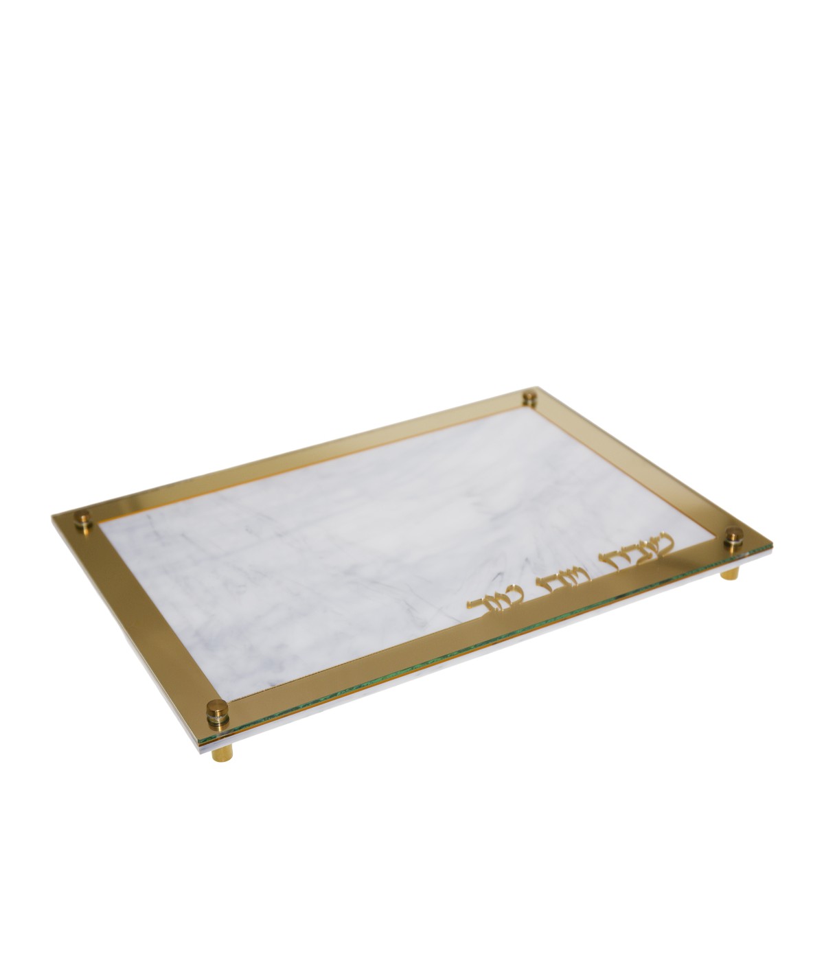 Chabat tray in transparent acrylic and gold metal
