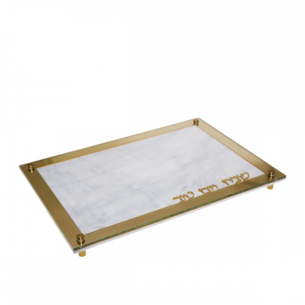 Chabat tray in transparent acrylic and gold metal