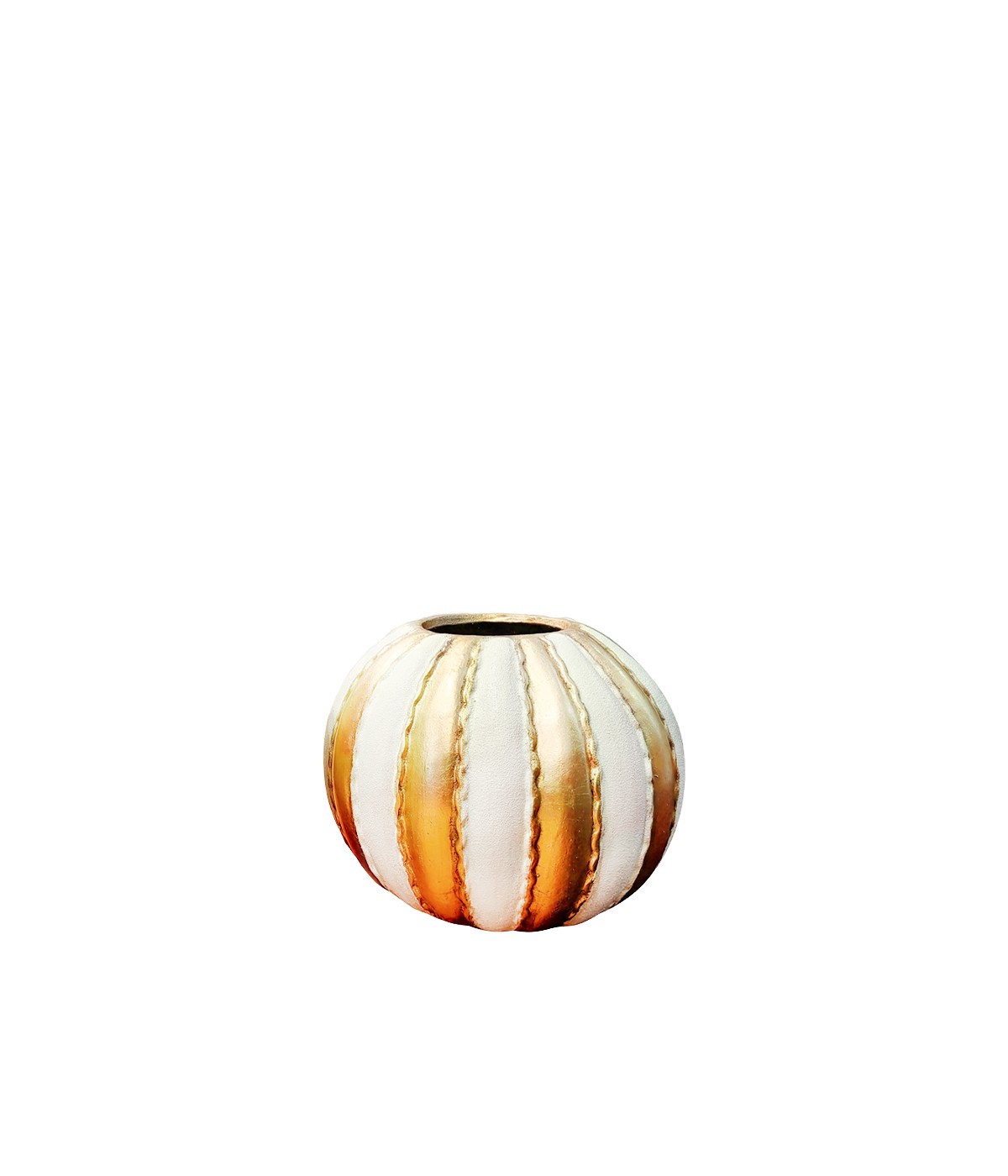 White and gold striped polyresin vase 47x47x41cm