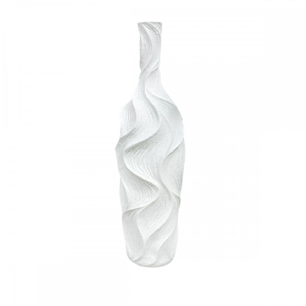 Matt white polyresin vase 18x18x89cm
