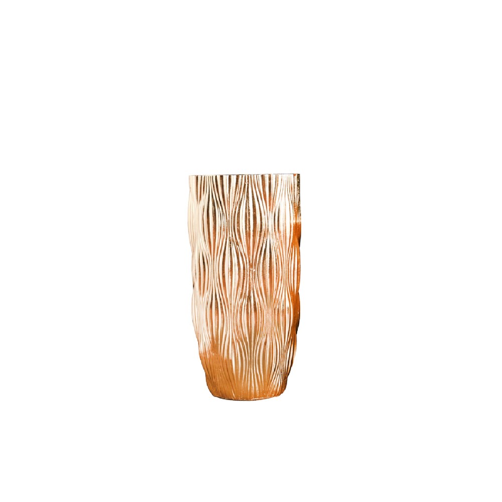 Striated gold vase in polyresin 36x36x90cm