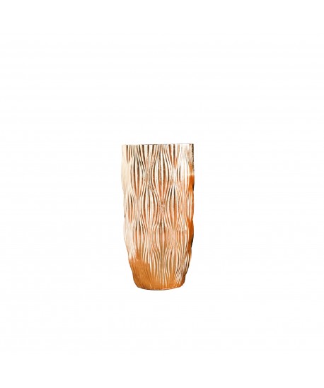 Striated gold vase in polyresin 36x36x90cm