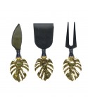 Set of 3 gold palm leaf cheese knives