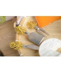 Set of 3 gold palm leaf cheese knives
