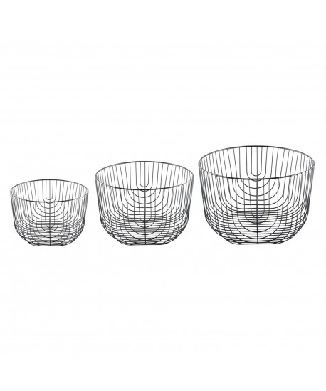 Set of 3 black iron fruit bowls